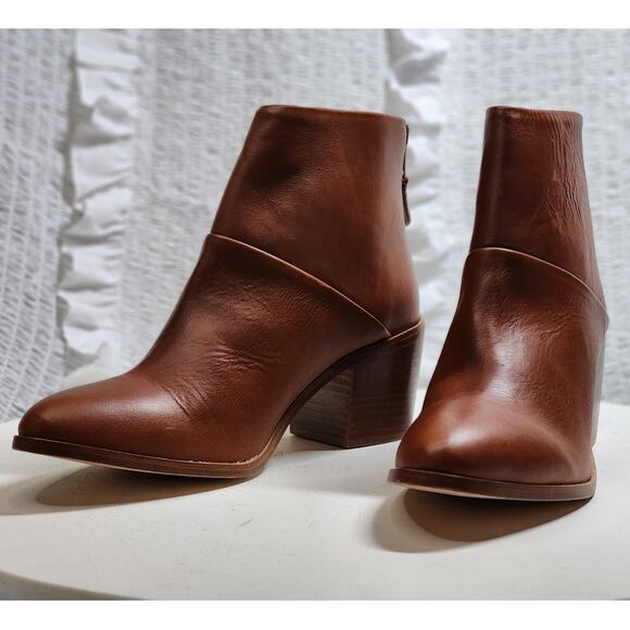 Nisolo Dari Commuter Boot Brandy Anthropologie Leather Block Heel Ankle Booties - Picture 4 of 15